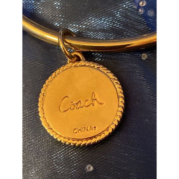 Signed Coach Bangle NY Rose Gold Colored Cuff Bracelet With Anchor Charm size 7. - Picture 3 of 8